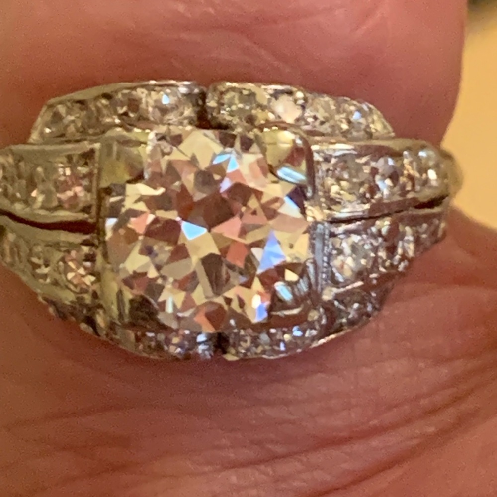 SOLD Gorgeous Platinum Antique 1ct Old European Cut Natural Diamond size 4.5